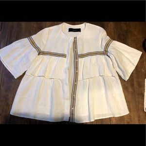 Zara Never Worn Basic Ruffle Oversized Blouse
